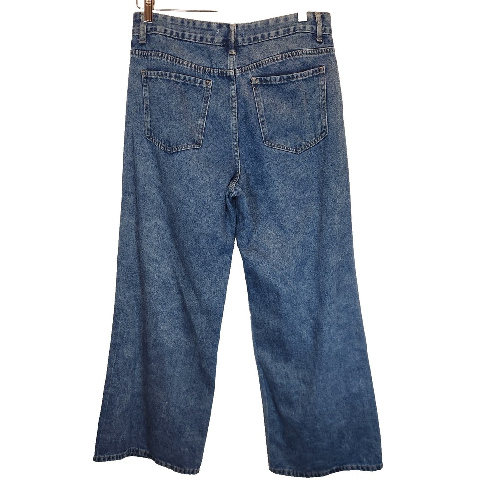 Bamboo Women's Wide Leg Jeans Size 9 / 29 Blue 100% Cotton Rigid Denim - Picture 2 of 6